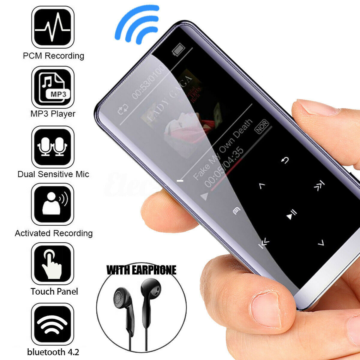 Lecteur MP3 Bluetooth HIFI Sport Musique Haut-parleurs MP4 Media FM Radio  Enregistreur