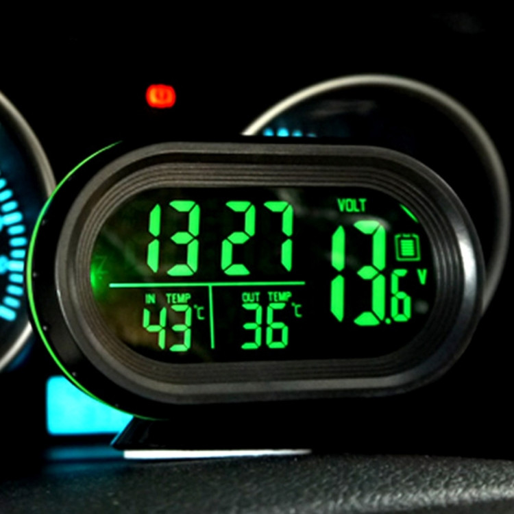 VST-7009V 4 en 1 Numérique Voiture Thermomètre Tension Mètre Lumineux  Horloge Testeur Détecteur LCD Moniteur Retour lumière