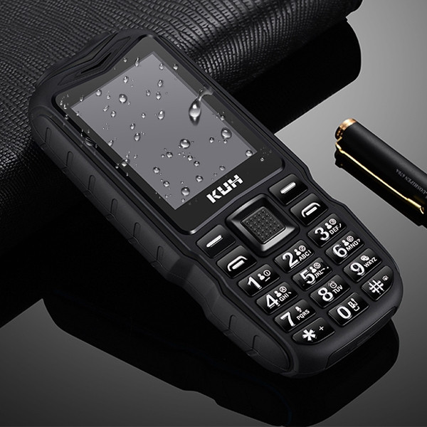 KUH T3 Téléphone robuste, étanche à la poussière, MTK6261DA, batterie  2400mAh, 2,4 pouces, Bluetooth, FM, Dual SIM (Noir)