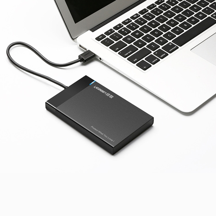 UGREEN US221 HDD Enclosure 2.5 pouces SATA vers USB 3.0 SSD Adaptateur Disque dur Boitier Disque dur externe Support UASP Protocol Cable USB fixe