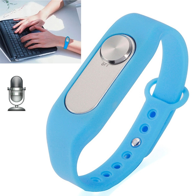 Montre-bracelet portable enregistreur vocal numérique 4GB Wristband, un  long enregistrement de bouton (bleu)