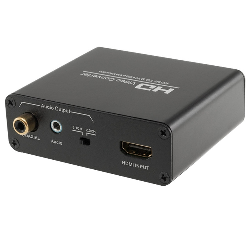 HDV-339 Full HD HDMI vers DVI Adaptateur convertisseur audio stéréo  numérique coaxial analogique (noir)