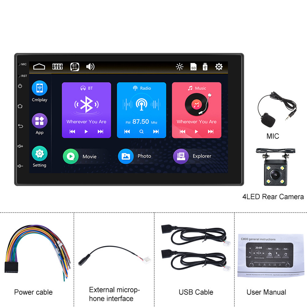 MP5 Voiture 7 Pouces Carplay Bluetooth FM Micro SD Multifonction HD  Universel