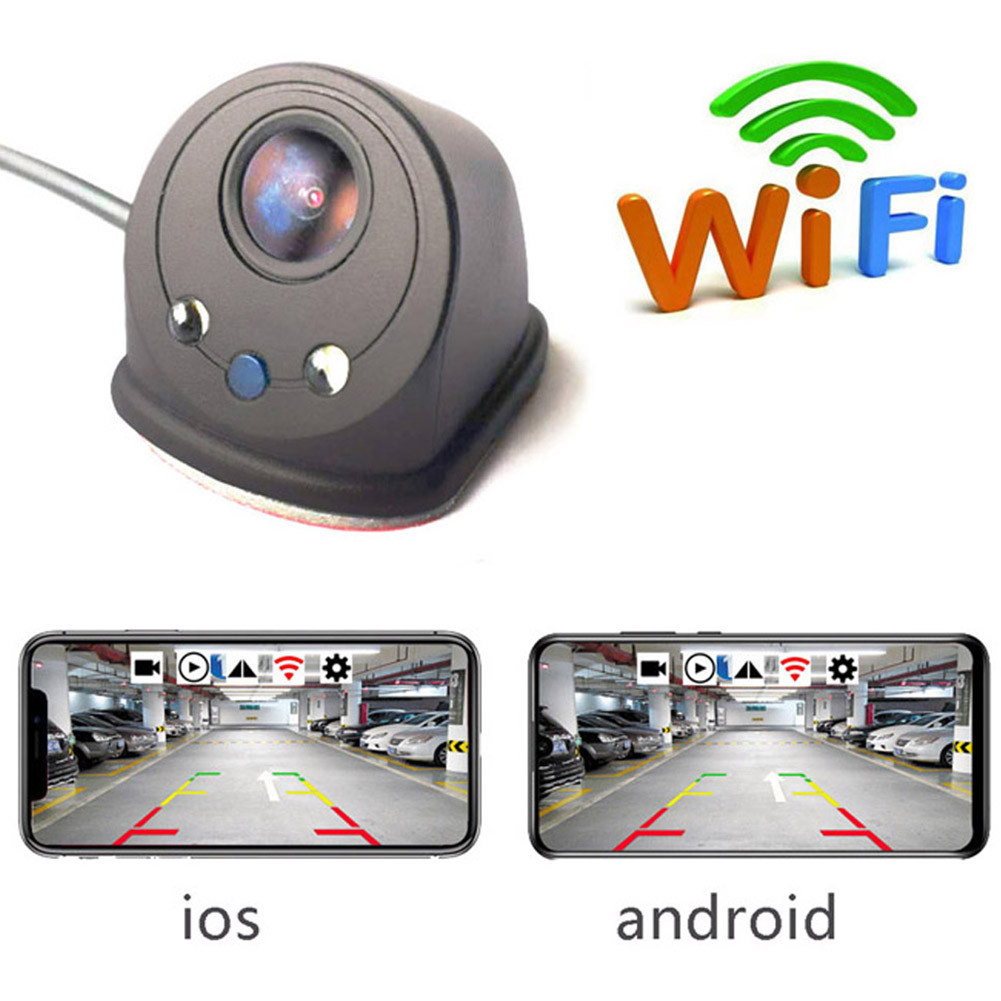 Caméra de recul intelligente pour voiture WIFI Caméra de recul Dash Cam HD  Caméra de vision nocturne pour véhicule PZ436-R noir