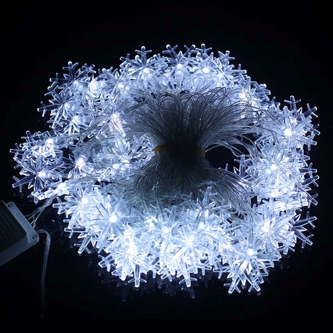 10 m 70 lumières décoratives en forme de flocon de neige LED avec interface  extensible, AC 220V (lumière blanche)