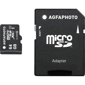 AgfaPhoto MicroSDXC UHS-I 64GB High Speed Class 10U1+Adaptateur 646548-20