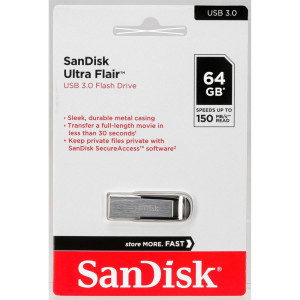 SanDisk Cruzer Ultra Flair 64GB USB 3.0 150MB/s SDCZ73-064G-G46 721954-20