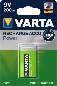 1 Varta Rechargeable Accu E Ready2Use NiMH 9V-Block 200 mAh 486976-20