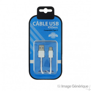 Câble Data Type-C Vers USB 1m Blanc (Compatible, Blister) 195330-20