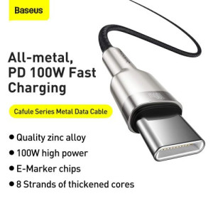 Baseus Type-C Type-C cable Cafule Series Metal Fast charge/data 100W (20V/5A). 2m. Black (CATJK-D01) DA442698-20