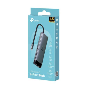 TP-Link Adapter HUB 9-in-1 UH9120C Type-C to 2xType-C, 3xUSB 3.0, HDMI 4K 60Hz, RJ45, 1000Mbps, SD interface, microSD interface, Black EU DP3050860-20