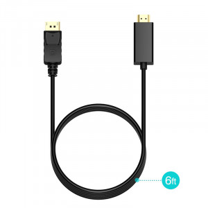 Câble DP vers HDMI mâle vers mâle Conversion DisplayPort vers HDMI Câble adaptateur audio vidéo pour PC Projecteur HDTV Ordinateur portable 1080P (1,8 m) C87557ELL12455-20