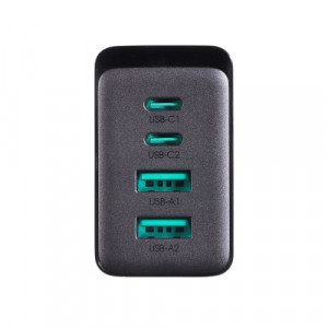 Joyroom Travel Charger GaN Fast Charger C+C+U+U, 67W, with Type-C to Type-C, PD 100W cable (1,2m) Black (TCG02) DO2091431-20