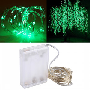 5m 6W 50 LED SMD 0603 IP65 Waterproof 3 x AA Batteries Box Silver Wire String Light Lampe Fairy Lampe Décorative, DC 5V (Green Light) S516GL0-20