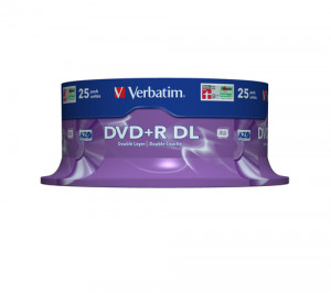 1x25 Verbatim DVD+R Double Layer 8x Speed, 8,5GB mat argent 742287-20