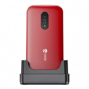 Doro 2820 4G (Clapet avec Socle de Charge) Rouge/Blanc D2820_RW-20