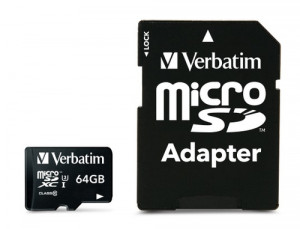Verbatim microSDXC Pro 64GB Class 10 UHS-I incl adaptateur 111890-20