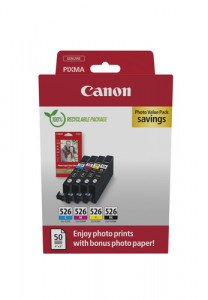 Canon CLI-526 BK/C/M/Y Photo Value Pack 829852-20