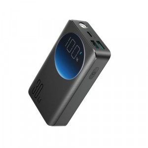Joyroom Power Bank with Digital Display, C+U+U, PD 30W, 10000 mAh with USB-A to Typle-C cable (0.25m) and built-in Flashlight, Black (JR-PBF01) DO1879663-20