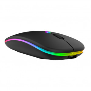 Souris sans fil 2.4G USB Rechargeable Bluetooth RVB Souris silencieuse avec rétroéclairage pour ordinateur portable iPad Noir C8086J6S216715-20