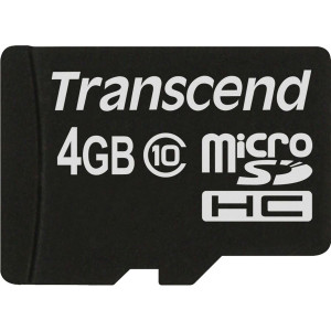 Transcend microSDHC 4GB Class 10 + adaptateur SD 511567-20