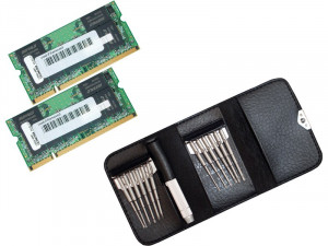 Mémoire RAM 4 Go (2 x 2 Go) DDR2 SODIMM 667 MHz PC2-5300 + Kit tournevis MEMMWY0034D-20