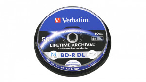 1x10 Verbatim M-Disc BD-R BluRay 50GB 6x Speed boîte, imprimable 765921-20