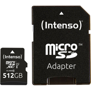Intenso microSDXC Cartes 512GB Class 10 UHS-I Premium 486082-20