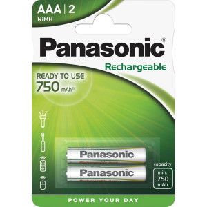 1x2 Panasonic NiMH Micro AAA 750 mAh Ready to use 511609-20