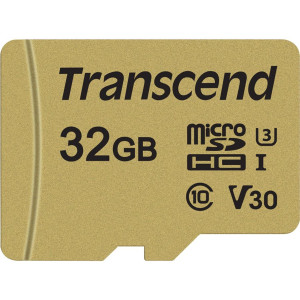 Transcend microSDHC 500S 32GB Class 10 UHS-I U3 V30 + adapt. 380480-20