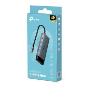 TP-Link Adapter HUB 5-in-1 UH5020C Type-C to 2xType-C, 3xUSB 3.0, HDMI 4K 60Hz, Black EU DP2100248-20