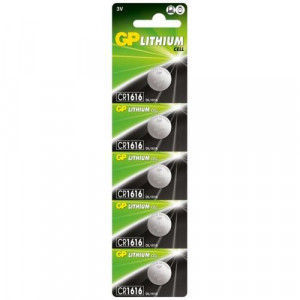 GP Battery (CR1616) Lithium coin, CR1616-7U5 (5 batteries / blister) 3V DP148894-20