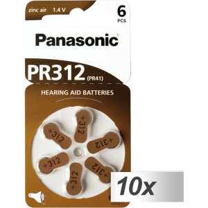 10x1 Panasonic PR312 app.auditif Zinc Air 6 pièces 464613-20