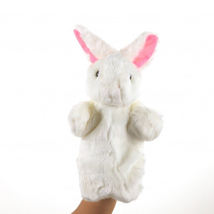 Poupée en peluche Animal interactif marionnettes à main en peluche pour enseigner le lapin blanc parent-enfant C8930NJDK1273-20