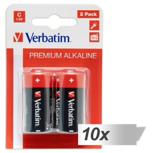 10x2 Verbatim Alkaline Batterie Baby C LR 14 49922 497702-20