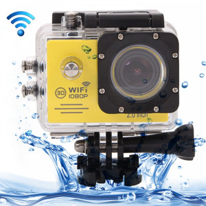 SJ7000 Full HD 1080P écran LCD 2,0 pouces Caméra caméras sport novatek 96655 WiFi avec étui étanche, objectif grand angle HD de 170 degrés, 30m étanche (jaune) SS123Y5-20
