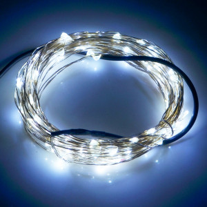 10m 12V 6W 500LM SMD-0603 LED Silver Wire String Light Festival Lampe / Décoration Light Strip, White Light S1120W3-20