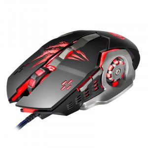 Apedra iMICE A8 High Precision Gaming Mouse LED lumière respiratoire à quatre couleurs USB 6 boutons 3200 DPI Wired Optical Gaming Mouse pour ordinateur PC portable (noir) SA358B9-20