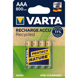 10x4 Varta RECHARGE ACCU Recyclé 800 mAH AAA Micro NiMH 390105-20