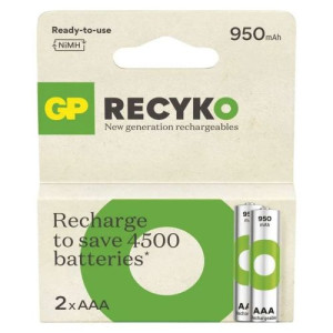GP Battery (AAA) Rechargeable NIMH R03/AAA, 100AAAHCE-R21, ReCyko (2 batteries / blister), 1000 mAh DP260535-20