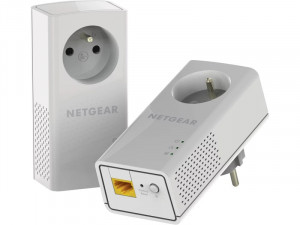 Pack 2 CPL Netgear PLP1000-100FRS 1000 Mbit/s avec prise intégrée 1 port RJ45 ENTNEG0014-20