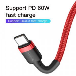 Baseus Type-C Type-C Cafule Cable PD 2.0, QC 3.0, 60W, 3A, 1m, Red (CATKLF-G09) DA212958-20