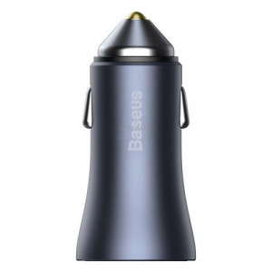 Baseus Car Charger Golden Contactor Pro with (USB/Type-C cable 5A), 2xUSB Quick Charge, SCP, FCP, AFC 40W Gray (TZCCJD-A0G) DA69243-20