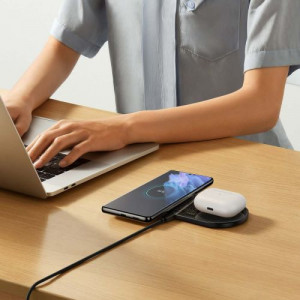 Baseus Wireless Charger Digital LED Display, Dual charging platform, with Type-C cable, 20W Black (WXSX010101) DA1599411-20