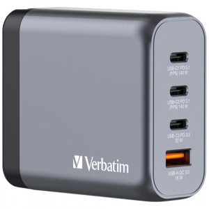 Verbatim GNC-140 GaN Charg. 140W 3xUSB-C PD, 1xUSB-A QC 3.0 32203 871803-20