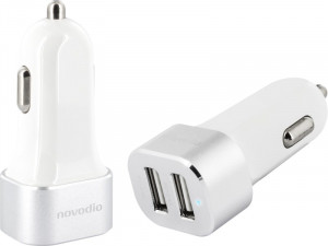 Novodio Dual Car Fast Charger Silver Chargeur voiture iPhone USB 2 X 2,4A AMPNVO0345-20