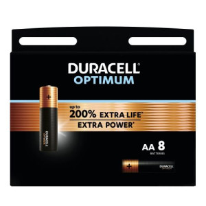 DURACELL Battery (LR6) AA Alkaline Optimum (8 batteries / blister) 1.5V DU510693-20