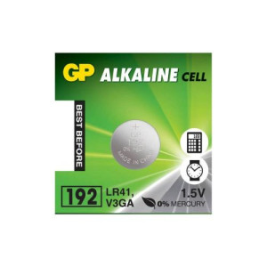 GP Battery (AG3) Alkaline button GP192/ LR41 192F-U10 (10 batteries / blister) 1.55V DP052577-20
