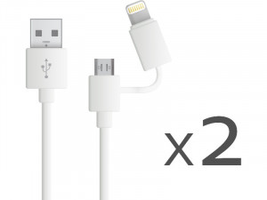 Kit Novodio Dual Cable 2 Câbles de charge/synchronisation Lightning et micro CABNVO0005D-20