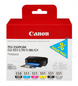 Canon PGI-550/CLI-551 Multipack PGBK/C/M/Y/BK/GY 829654-20